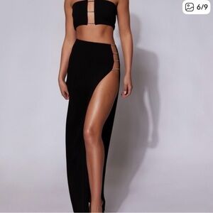 Meshki Black Anastasia Diamante Rope Maxi Skirt